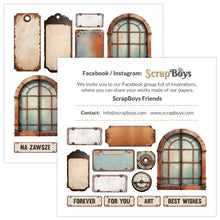 गैलरी व्यूवर में इमेज लोड करें, ScrapBoys - 8X8 Paper Pad -  Rusty Pack. 12 sheets with 2 bonus on the back of the covers. Available at Embellish Away located in Bowmanville Ontario Canada.
