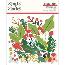 Load image into Gallery viewer, Simple Stories - Bits &amp; Pieces - Floral - Santa's Village. Die-cuts are a great addition to scrapbook pages, greeting cards and more! The perfect embellishment for all your paper crafting needs! Contains 46 Die Cut Pieces with gold foil accents. Available at Embellish Away located in Bowmanville Ontario Canada.
