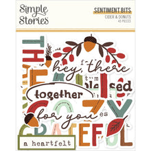 Charger l'image dans la galerie, Simple Stories - Bits &amp; Pieces - Sentiment - Cider &amp; Donuts. Die-cuts are a great addition to scrapbook pages, greeting cards and more! The perfect embellishment for all your paper crafting needs! Available at Embellish Away located in Bowmanville Ontario Canada.
