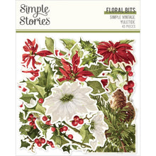 Load image into Gallery viewer, Simple Stories - Bits &amp; Pieces Die-Cuts - Floral - Simple Vintage Yuletide. Die-cuts are a great addition to scrapbook pages, greeting cards and more! This package contains Bits &amp; Pieces 45 Die Cut Cardstock Pieces. Available at Embellish Away located in Bowmanville Ontario Canada.

