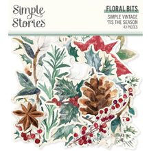 Load image into Gallery viewer, Simple Stories - Bits &amp; Pieces Die-Cuts - 43/Pkg - Floral - Simple Vintage 'Tis The Season. Take your projects to the next level and put the perfect finishing touch with die cut embellishments. Available at Embellish Away located in Bowmanville Ontario Canada.

