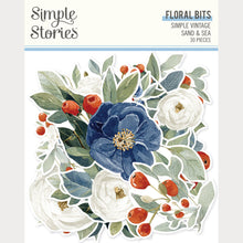 Load image into Gallery viewer, Simple Stories - Floral Bits &amp; Pieces - Simple Vintage Sand &amp; Sea. 30 Die Cut Cardstock Pieces. Available at Embellish Away in Bowmanville Ontario Canada.
