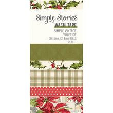 Load image into Gallery viewer, Simple Stories -  Washi Tape - 5 Pack - Simple Vintage Yuletide. This package of washi tape features 5 rolls. There are two 8mm wide rolls and three 15mm wide rolls. This tape can be used to decorate journals, planners, envelopes, and cards. Available at Embellish Away located in Bowmanville Ontario Canada.
