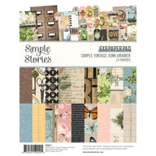 Load image into Gallery viewer, Simple Stories - 6X8 Paper Pad - Simple Vintage Junk Drawer. 24 Double-Sided Sheets. Available at Embellish Away in Bowmanville Ontario Canada.
