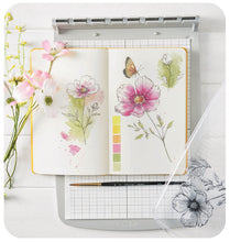 Load image into Gallery viewer, Sizzix - Clear Stamp Set by Willow Wolfe - Cosmo and Butterflies. At Embellish Away in Bowmanville Ontario Canada. Example by Willow Wolfe.
