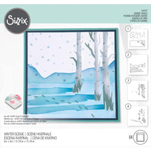 Load image into Gallery viewer, Sizzix - Making Tool Layered Stencil 6"X6" By Olivia Rose - Winter Scenes. Brrr! What a chilly scene, with bare birch trees, flakes falling and deep footprints in the snow this Winter Scene Layered Stencil is perfect for a wintery backdrop. Available at Embellish Away located in Bowmanville Ontario Canada.
