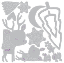 Cargar imagen en el visor de la galería, Sizzix - Thinlits Die Set - Hello Deer. Includes 12 dies. Approx. 0.5 inches to 3.37 inches. Available at Embellish Away located in Bowmanville Ontario Canada.
