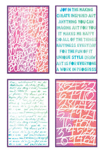 將圖片載入圖庫檢視器 Sizzix - Vicki Boutin - A5 Stencil - Words and Numbers (4pk). Available at Embellish Away located in Bowmanville Ontario Canada.
