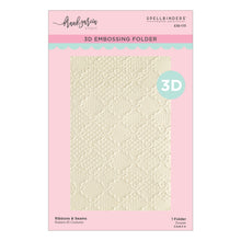 Load image into Gallery viewer, Spellbinders - 3D Embossing Folder - Ribbons &amp; Seams. Approx. Size: 5.50 x 8.50 in./13.97 x 21.60 cm. Available at Embellish Away in Bowmanville Ontario Canada.
