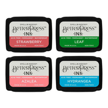 Charger l'image dans la galerie, Spellbinders - BetterPress Letterpress Mini Ink Pad Set - 4/Pkg - Flower Garden. Flower Garden BetterPress Ink Mini Set includes four 1.25 x 1.75-inch ink pad colors of Strawberry, Leaf, Azalea, and Hydrangea. Available at Embellish Away located in Bowmanville Ontario Canada.
