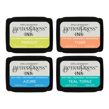 Charger l'image dans la galerie, Spellbinders - BetterPress Letterpress Mini Ink Pad Set - 4/Pkg - Tropical. Tropical Ink Mini Set includes four 1.25 x 1.75-inch ink pads in the colors of Peridot, Tiger, Teal Topaz, and Azure for a set that conjures sunny days and ocean vistas. Available at Embellish Away located in Bowmanville Ontario Canada.
