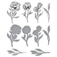 Load image into Gallery viewer, Spellbinders - BetterPress Letterpress Press Plates &amp; Die Set - From The Presse - Flower Stems. Flower Stems Press Plate &amp; Die Set is part of the Pressed Posies Collection. Available at Embellish Away located in Bowmanville Ontario Canada.
