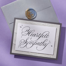 Load image into Gallery viewer, Spellbinders - BetterPress Plate - Copperplate Happy Everything - Copperplate Heartfelt Sympathy. At Embellish Away in Bowmanville Ontario Canada. Example by brand ambassador.
