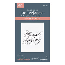 Load image into Gallery viewer, Spellbinders - BetterPress Plate - Copperplate Happy Everything - Copperplate Heartfelt Sympathy. At Embellish Away in Bowmanville Ontario Canada.
