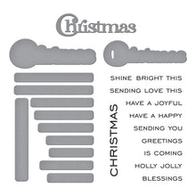 Load image into Gallery viewer, Spellbinders - Clear Stamp &amp; Die Set - All About Christmas - Christmas Sentiments. Ten sentiment stamp and dies that work around the word, Christmas. Available at Embellish Away in Bowmanville Ontario Canada.
