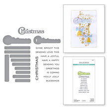 Load image into Gallery viewer, Spellbinders - Clear Stamp &amp; Die Set - All About Christmas - Christmas Sentiments. Ten sentiment stamp and dies that work around the word, Christmas. Available at Embellish Away in Bowmanville Ontario Canada.
