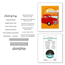 Load image into Gallery viewer, Set of 14 phrase clear stamps and three thin metal cutting dies can be used as a stand-alone stamp. Available at Embellish Away in Bowmanville Ontario Canada.
