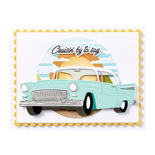 Charger l'image dans la galerie, Set of 16 thin metal cutting dies brings this classic car to life! Available at Embellish Away located in Bowmanville Ontario Canada. Example by brand ambassador.
