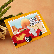 Cargar imagen en el visor de la galería, Spellbinders - Die - Hot Rod Flames. By Mindy Eggen. Available at Embellish Away located in Bowmanville Ontario Canada. Example by Mindy Eggen.
