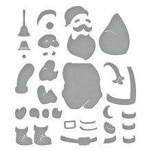 Load image into Gallery viewer, Spellbinders - Etched Dies - Santa's Here! Santa's Here! Etched dies are part of the Classic Christmas Collection by Spellbinders. This set of eight thin metal dies creates a jolly ole Santa with his bag full of gifts. Available at Embellish Away located in Bowmanville Ontario Canada.
