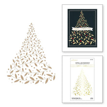 Load image into Gallery viewer, Spellbinders - Glimmer Hot Foil Plate - Swirling Foliage Tree. Swirling Foliage Tree Hot Foil Plate is from the Glimmer for the Holidays Collection. This hot foil plate creates a swirling foliage design to create a beautiful tree. Available at Embellish Away located in Bowmanville Ontario Canada. Example by brand ambassador.
