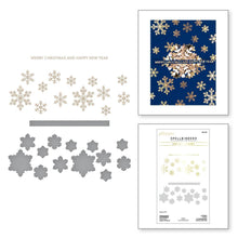Load image into Gallery viewer, Spellbinders - Glimmer Hot Foil Plate &amp; Die By Bibi Cameron - Snowflakes - Glimmering Snowflakes. Glimmering Snowflakes Hot Foil Plate &amp; Die Set is part of the Bibi's Snowflakes Collection by Bibi Cameron. Available at Embellish Away located in Bowmanville Ontario Canada. Example by brand ambassador.
