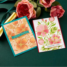 Charger l'image dans la galerie, Spellbinders - Glimmer Plate And Stencil Bundle - Glimmering Peonies. Glimmering Peonies Glimmer Plate and Stencil Bundle is part of the Glimmering Flowers Collection. Available at Embellish Away located in Bowmanville Ontario Canada. Example by brand ambassador.
