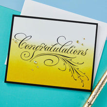 Charger l'image dans la galerie, Spellbinders - Press Plate By Paul Antonio - Copperplate - Congratulations. Copperplate Congratulations Press Plate is from the Copperplate Everyday Sentiments Collection by Paul Antonio. Available at Embellish Away located in Bowmanville Ontario Canada. Example by brand ambassador.
