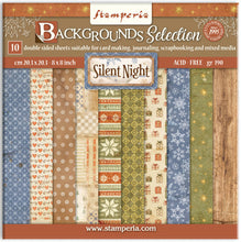 Load image into Gallery viewer, Stamperia - 8X8 Backgrounds Paper Pad - Silent Night. Includes 10 sheets double-sided. Available at Embellish away in Bowmanville Ontario Canada.

