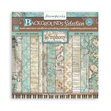 Cargar imagen en el visor de la galería, Stamperia - 8"X8" Backgrounds Paper Pad - Symphony. Includes 10 sheets double-sided. Available at Embellish away in Bowmanville Ontario Canada.
