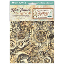 Load image into Gallery viewer, Stamperia - Assorted Rice Paper Backgrounds A6 - 8/Sheets - Gardens of Time. Available at Embellish Away located in Bowmanville Ontario Canada.
