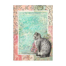 Load image into Gallery viewer, Stamperia - Assorted Rice Paper Backgrounds A6 8/Pkg - Orchids And Cats. Rice papers are wafer thin and can be used for wrapping, decoupage, painting, molding and are perfect for mixed media projects and other paper crafts. Available at Embellish Away located in Bowmanville Ontario Canada.
