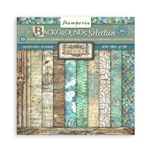 Load image into Gallery viewer, Stamperia - Backgrounds Double-Sided Paper Pad 8"X8" - 10/Pkg - Songs Of The Sea. The perfect start to your scrapbooks, cards and more! This package contains ten 8x8 inch double-sided sheets with a different design on each side. Available at Embellish Away located in Bowmanville Ontario Canada.
