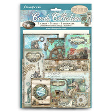 Load image into Gallery viewer, Stamperia - Cards Collection - Songs Of The Sea. A beautiful card collection in a coordinating theme from Stamperia. Available in a variety of themes, each sold separately. Package contains seven cards, five tags and one bookmark. Available at Embellish Away located in Bowmanville Ontario Canada.
