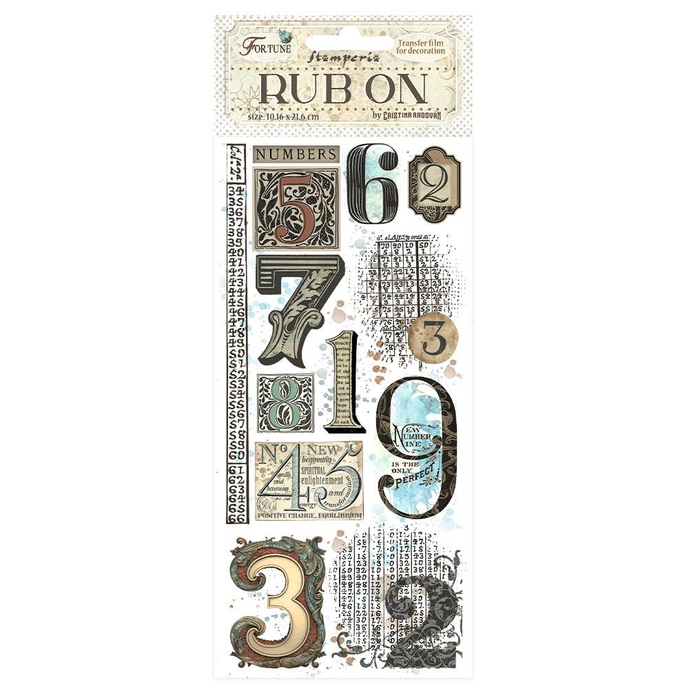 Stamperia - Rub-On 4X8.5 - Fortune Numbers – Embellish Away