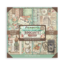 Load image into Gallery viewer, Stamperia - Double-Sided Paper Pad 8"X8" - 22/Pkg - Brocante Antiques. All you need for scrapbooking! This package contains 22 sheets of 8x8 single-sided cardstock. Available in a variety of designs, each sold separately. Acid Free.
