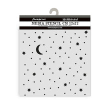 Load image into Gallery viewer, Stamperia - Thick Stencil - Alice in Christmas - Stars And Moon. Size: 12 cm x 12 cm. Available at Embellish Away located in Bowmanville Ontario Canada.
