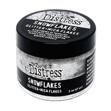 Load image into Gallery viewer, Tim Holtz - Distress Snowflakes - Glitter + Mica Flakes - 3oz. Translucent flakes for a nostalgic sparkle. At Embellish Away in Bowmanville Ontario Canada.
