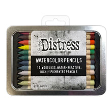 Charger l'image dans la galerie, Tim Holtz - Distress Watercolor Pencils 12/Pkg Set 5. These are woodless watercolor pencils formulated to achieve vibrant coloring effects on porous surfaces. Water-reactive pigments are ideal for water coloring, shading, sketching, etc. Available at Embellish Away located in Bowmanville Ontario Canada.
