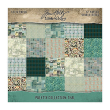 Load image into Gallery viewer, Tim Holtz - Idea-Ology - 12X12 Palette Collection - Teal. Includes 12 double-sided sheets. At Embellish Away in Bowmanville Ontario Canada.
