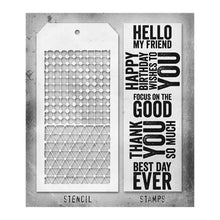 Charger l'image dans la galerie, Tim Holtz - Mixed Media Clear Stamp &amp; Stencil - #40. Available at Embellish Away located in Bowmanville Ontario Canada.
