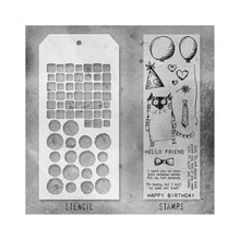 Cargar imagen en el visor de la galería, Tim Holtz - Mixed Media Clear Stamp &amp; Stencil - #9. Available at Embellish Away located in Bowmanville Ontario Canada.
