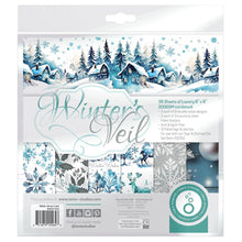 Load image into Gallery viewer, Tonic Studios - Art Pad 8"X8" - Winter's Veil. This winter wonderland blue, silvery grey and white creates a serene holiday background. Includes 36 luxury sheets (3 of each double sided); acid and linen free. Available at Embellish Away located in Bowmanville Ontario Canada.
