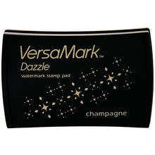 Charger l'image dans la galerie, Tsukineko - VersaMark Dazzle - Watermark Stamp Pad - Champagne. Dazzle combines all the great qualities of the original VersaMark with added shimmer to give your paper projects an easy touch of elegance. Available at Embellish Away located in Bowmanville Ontario Canada.
