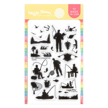 Load image into Gallery viewer, Waffle Flower - Stamps - Postage Collage Fishing Silhouettes. Available at Embellish Away in Bowmanville Ontario Canada.
