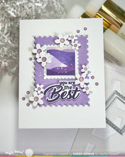 Load image into Gallery viewer, Waffle Flower - Stencil - Square Postage - Wave. Available at Embellish Away in Bowmanville Ontario Canada. Example by Karen Downs for Waffle Flower.
