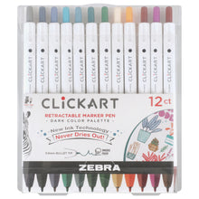 Charger l'image dans la galerie, Zebra - CLiCKART Retractable Marker Pen Set - Dark Colour Palette (12pc). Perfect for journaling, colour coding, drawing, and writing. At Embellish Away in Bowmnaville Ontario Canada.
