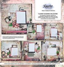 Load image into Gallery viewer, 3Quarter Designs - Classic Elegance Collection. We have included on the back of each kit a series of photos showing a suggested scrapbooking ‘set of 6 layouts created from that particular collection – up to a 3/4 finished stage (thus the name).Available at Embellish Away located in Bowmanville Ontario Canada.
