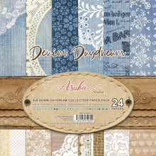 Load image into Gallery viewer, Asuka Studio - Double-Sided Paper Pack 6"X6" - 24/Pkg - Denim Daydream. The perfect start to all your paper crafting projects! This package contains twenty-four 6x6 inch double-sided sheets in six different designs (four of each). Imported. Available at Embellish Away located in Bowmanville Ontario Canada.
