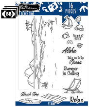 Charger l'image dans la galerie, Brutus Monroe - 6x8 Stamp Set - Beach Time. This 16 piece stamp set includes everything you need to create a fabulous beach scene. Available at Embellish away located in Bowmanville Ontario Canada.
